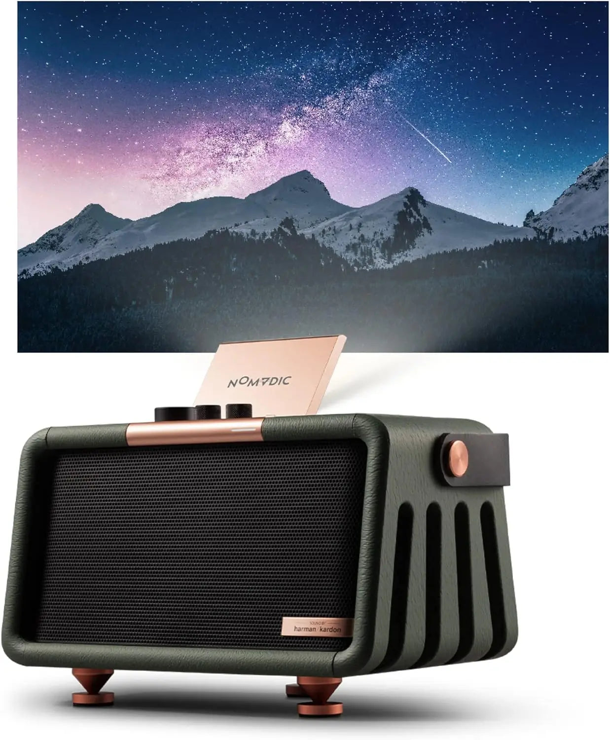 X300 Outdoor Projector, 1080P Portable with WiFi/Bluetooth, 16W Harman Kardon Speakers, 110' Screen, Battery Powered