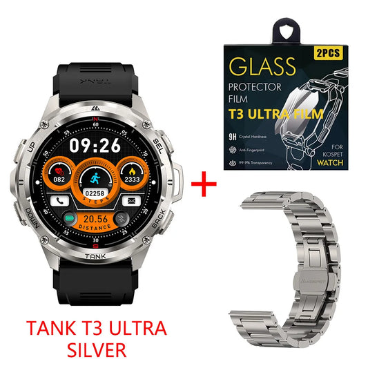 KOSPET TANK T3 Ultra GPS Smart Watch For Men Altimeter Compass Barometric 470mAh 60 Days Battery Bluetooth Call IP69K Waterproof