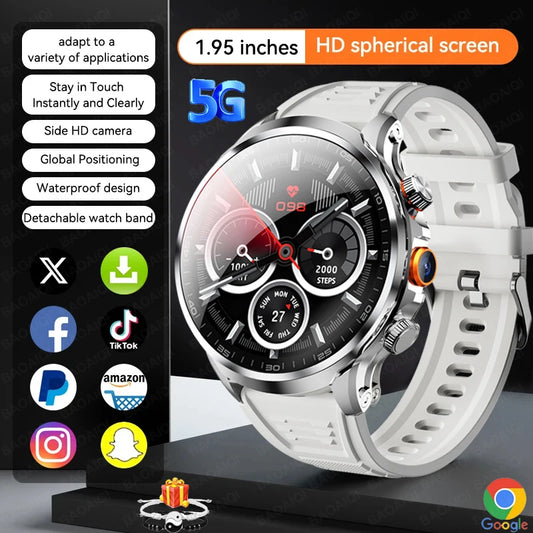 5G/4G Smart Watch Man 1.95 inch 680*680 AMOLED Video Call 800W HD Camera GPS Map WIFI Google Play Smartwatch 8GB+128GB RAM Watch