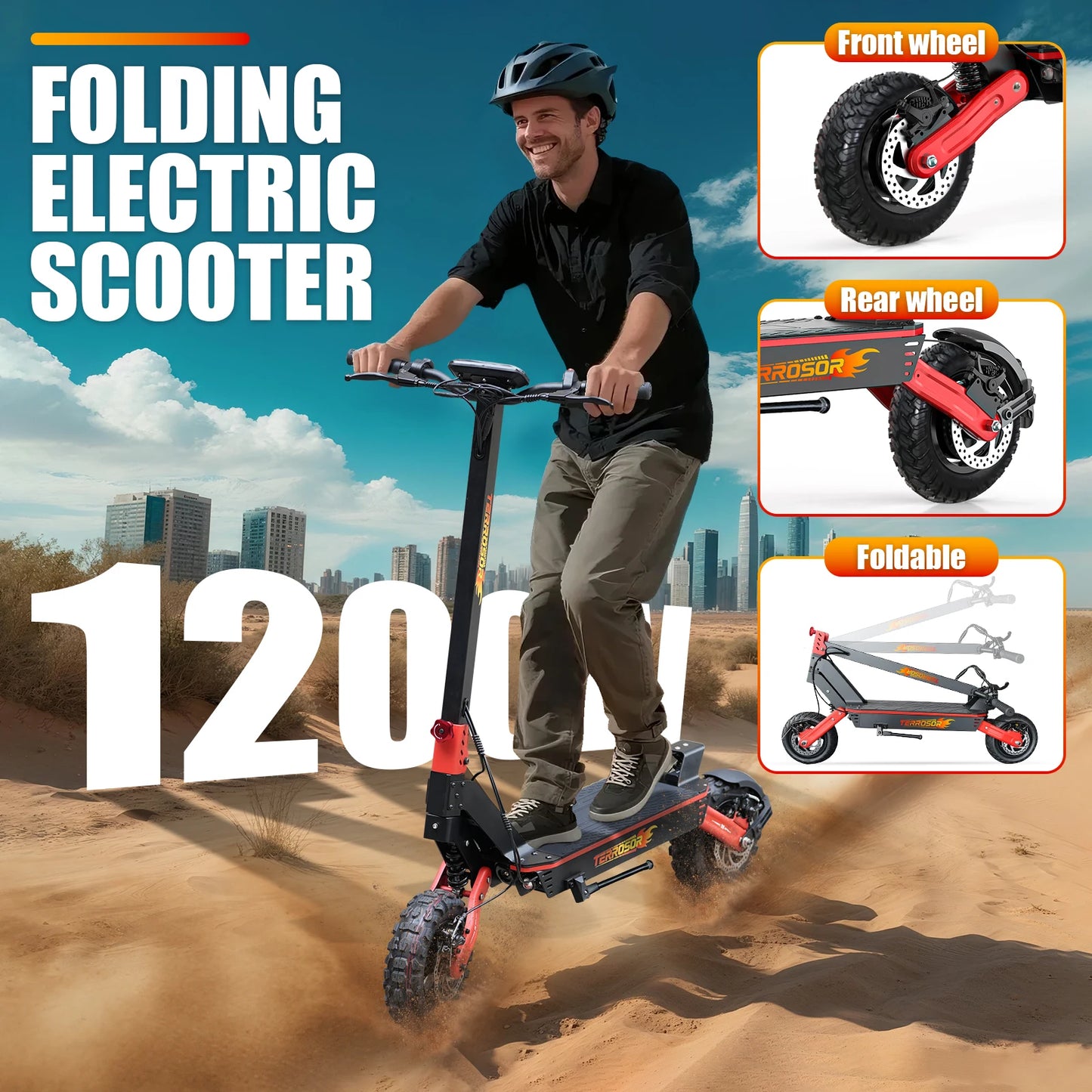 LELEKUAIC 1200W Electric Scooter for Adults Dual Motor