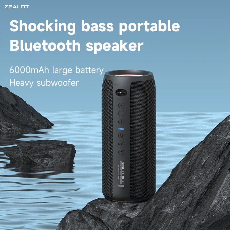 Zealot-S51Pro High-power Bluetooth Speaker 40W 3D Stereo Bass Bluetooth Speaker Portable IPX5 Waterproof Suitable TWS Boom Box