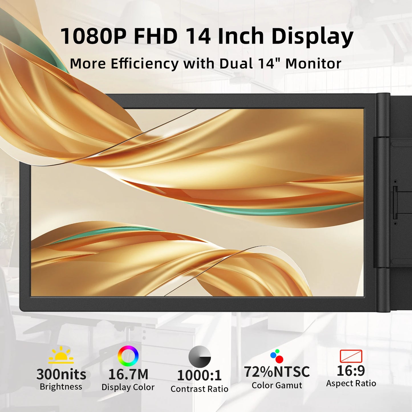 Amoudo Dual Laptop Monitor IPS USB C Triple Display For Windows Mac Xbox