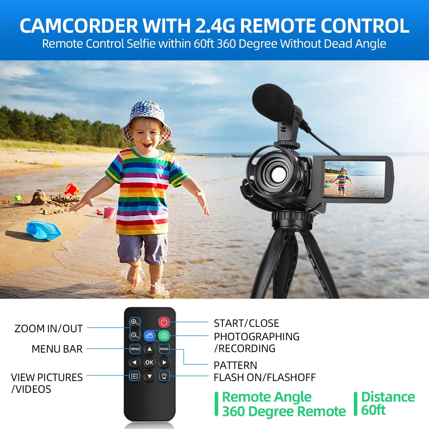 NBD 2.7K Video Camera 42MP Digital Camera Vlogging Camera for 3.0inch Flip Screen Camcorder with Remote Control