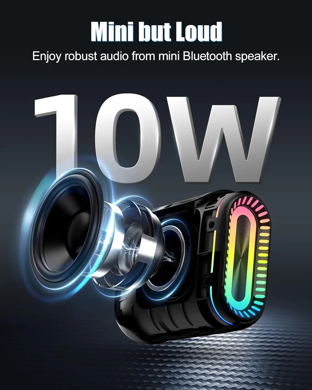 Ohayo S5 Bluetooth Speaker,Ultra Portable, Up to 24H Playtime,IP67 Waterproof and Dustproof,Powerful Sound for Hiking and Biking