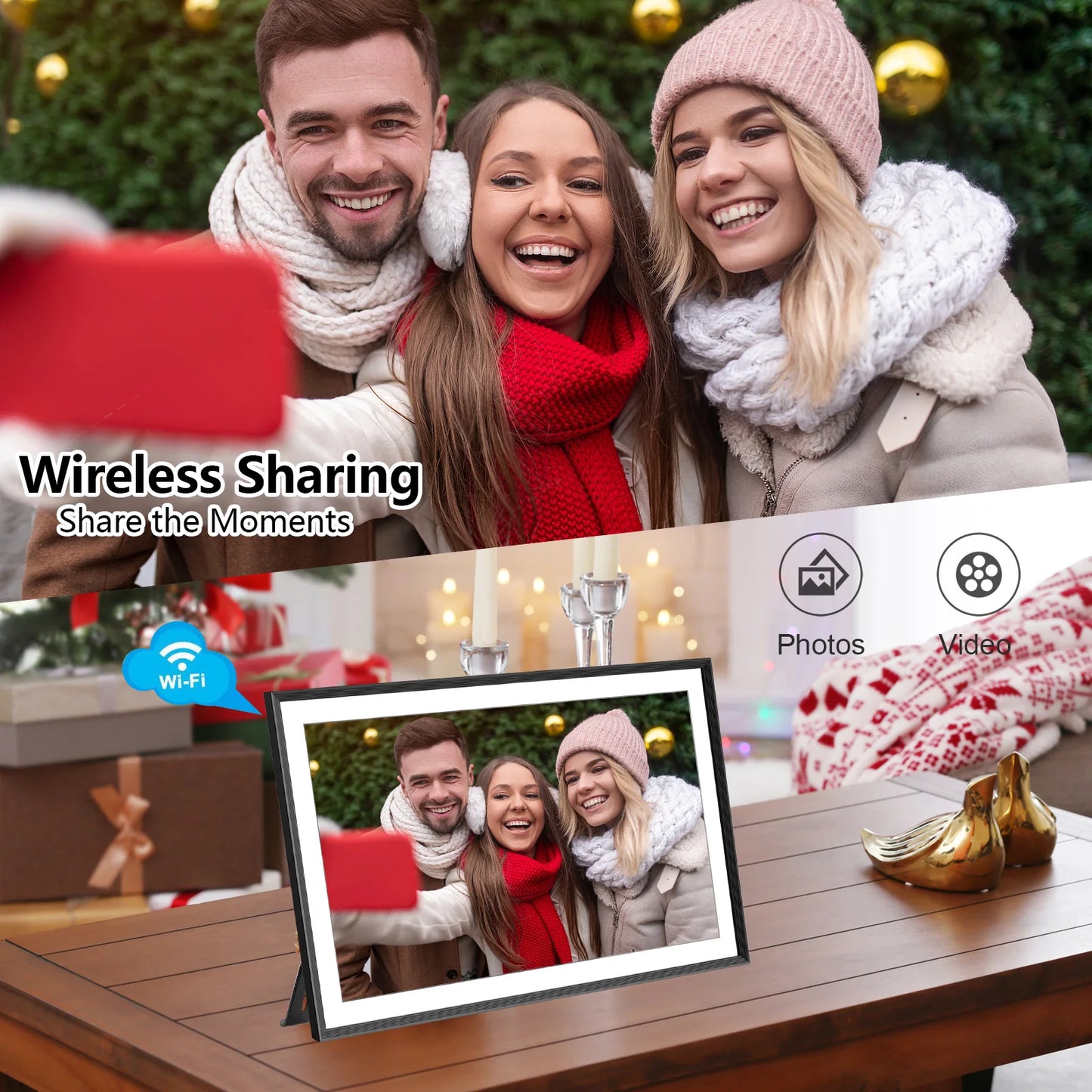 32GB SSA 15.6 Inch Smart WiFi Digital Photo Frame 1920x1080 FHD LCD Touch Screen,Best Christmas gift for friends and family