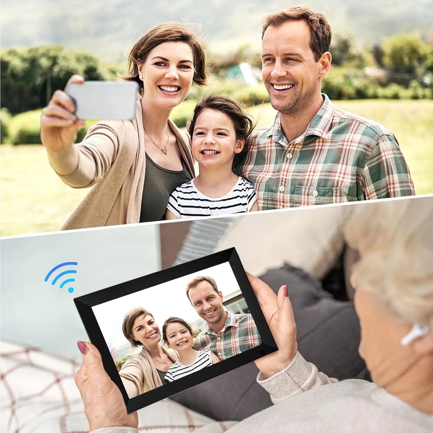 YENOCK WiFi Digital Photo Frame 32GB Memory With Frameo Support