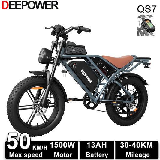 DEEPOWER QS7 Electric Bike 1500W 48V 60Ah All Terrain Ebike