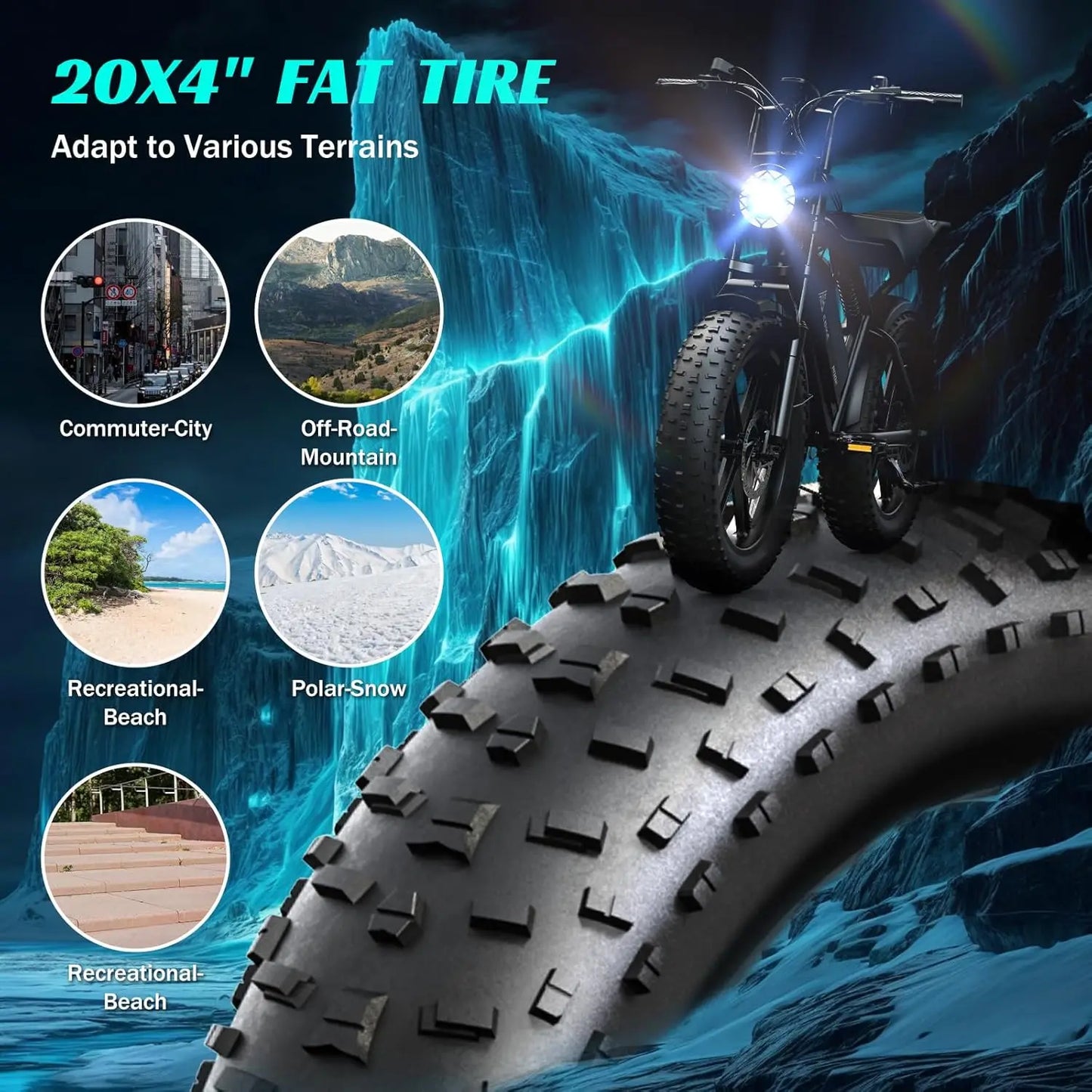 TST R002S 1500W Electric Fat Tire Mountain Bike All Terrain