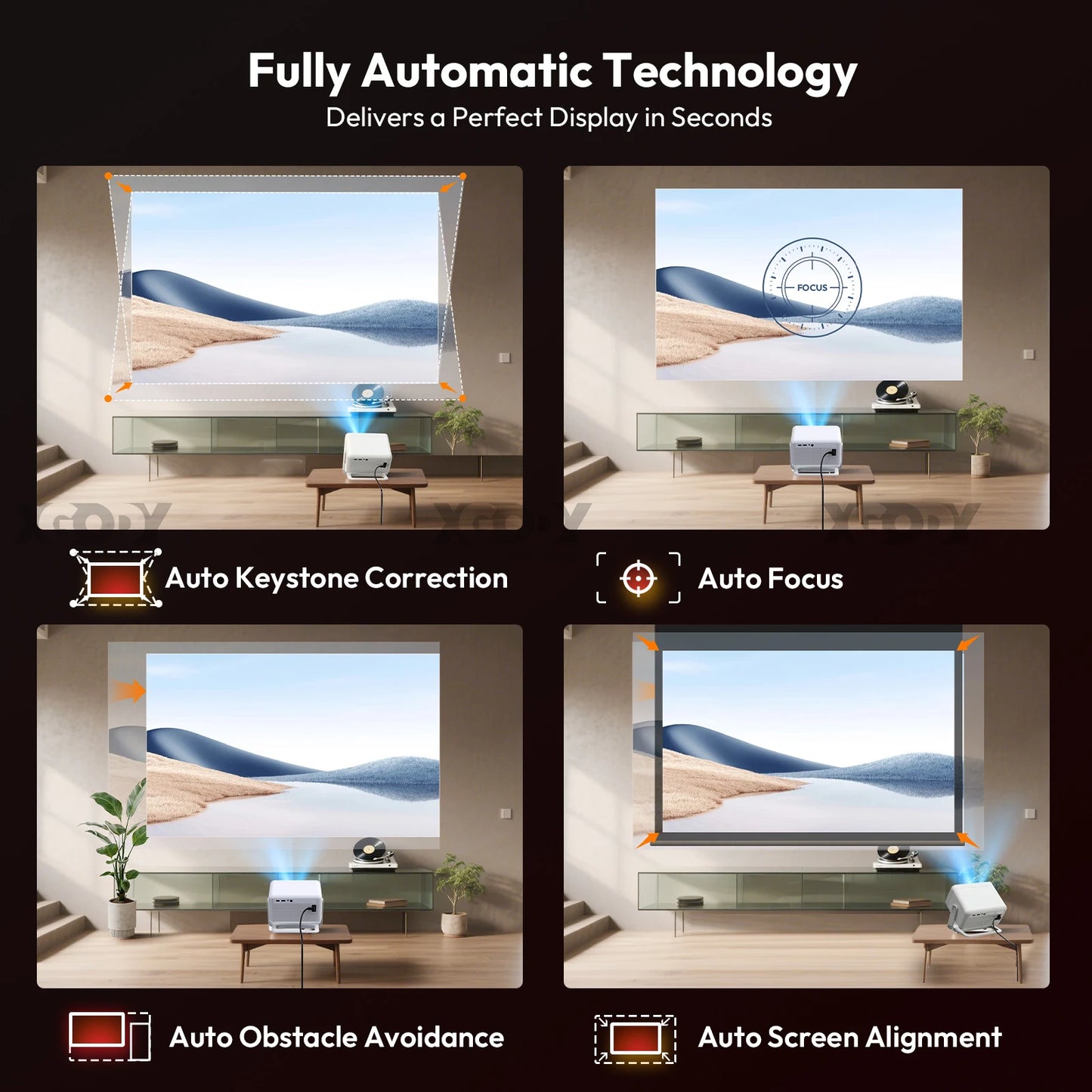 XGODY Projector N6/N6 Pro Netflix Officially 4K Voice Control Smart Android TV Whale OS 8/32GB ROM for Movie Home Theater