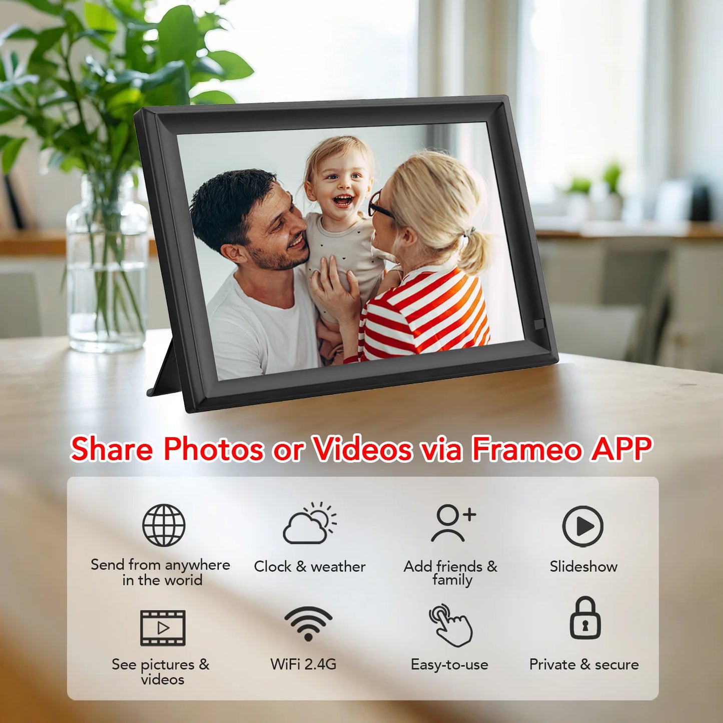 Frameo 15.6 Inch Large Digital Photo Frame, Digital Picture Frame WiFi, IPS HD Touch Screen, 32GB Storage