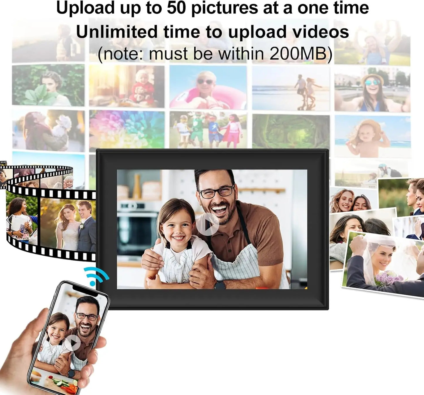 SSA WiFi Frame 32GB 10.1 inch Digital Picture Frame WiFi with IPS Touch Screen Auto-Rotate