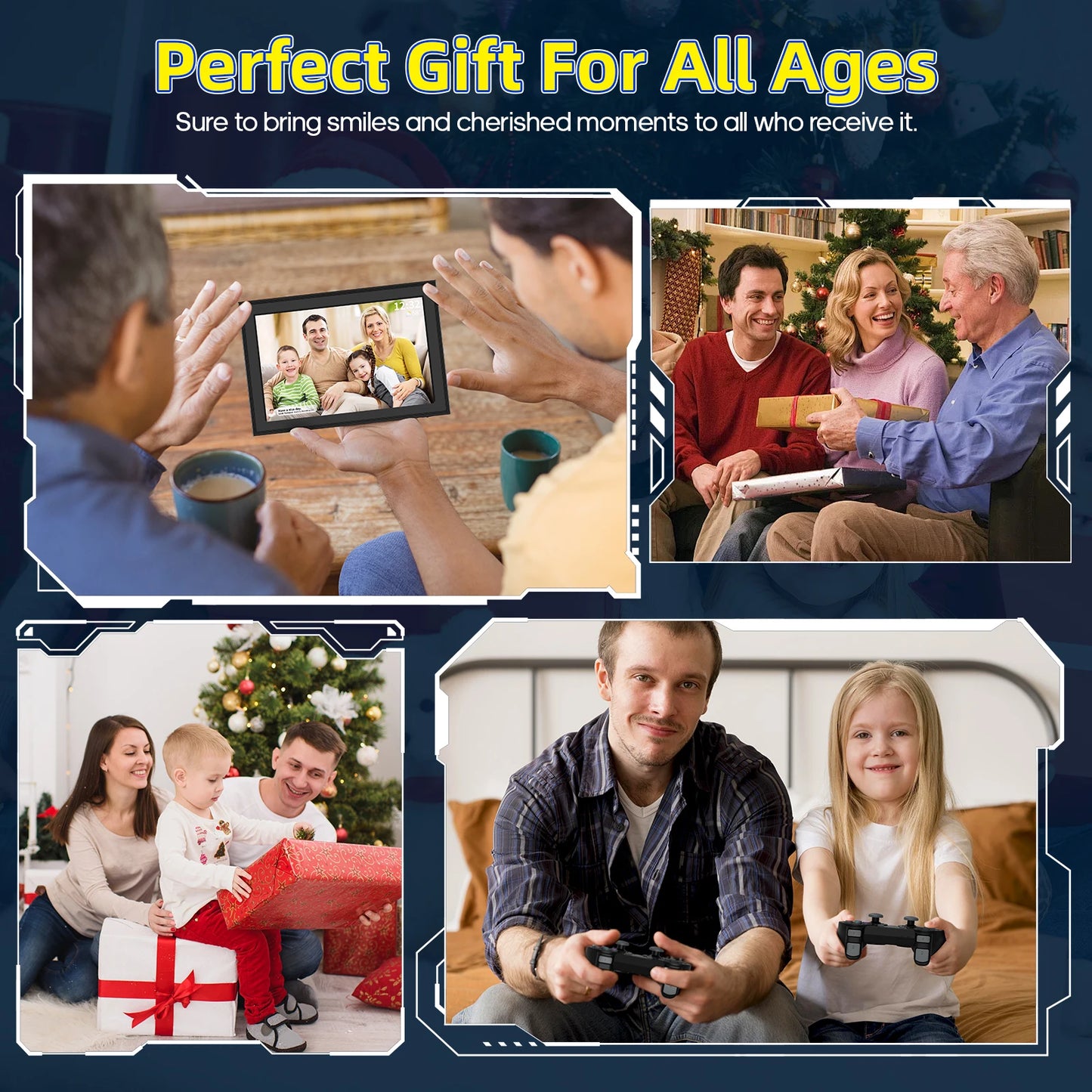 Brightness WiFi Digital Picture Frame With 2K HD Emulator Console