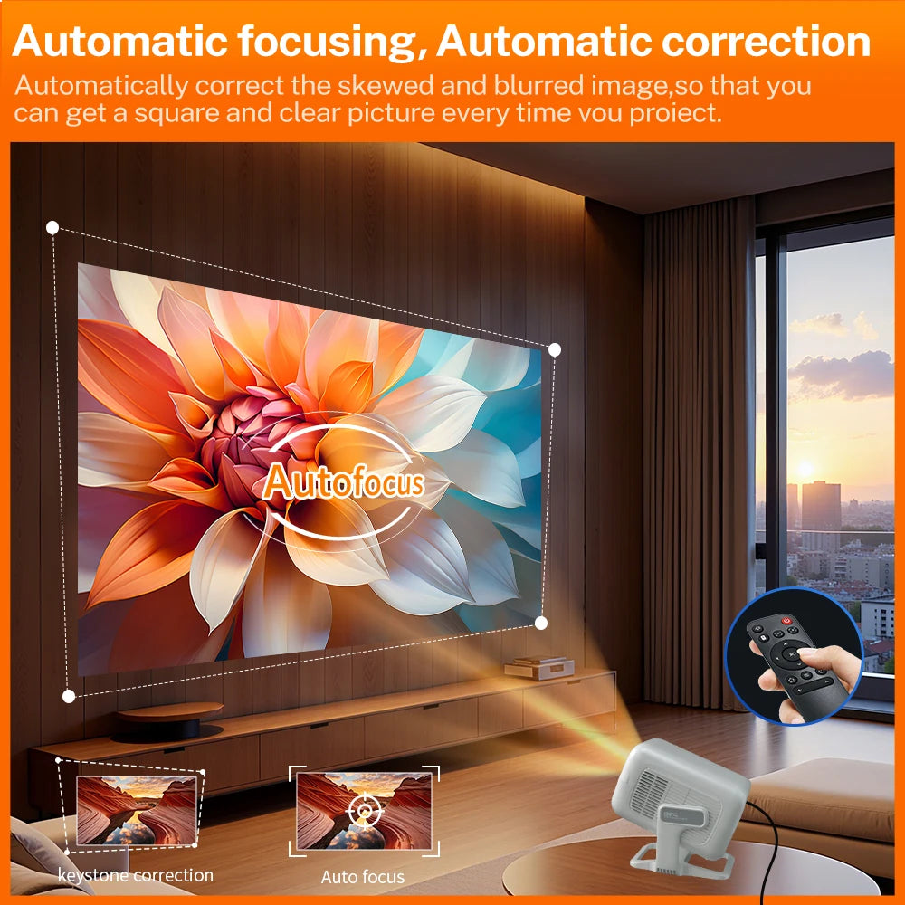 LnyCast Projector Native 1080P 350ANSI 4K Ultra HD 4500 Lumens Dual Wifi6 BT 5.4 Android 14 Home Theater Cinema Projectors X3AQ