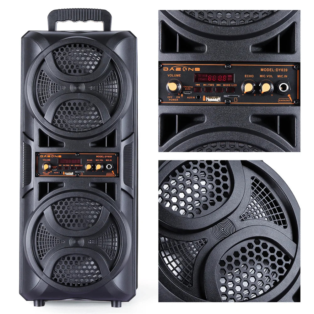 Portable 3000W Bluetooth Speaker Subwoofer Heavy Bass Sound System Party DJ karaoke Remote &MIC