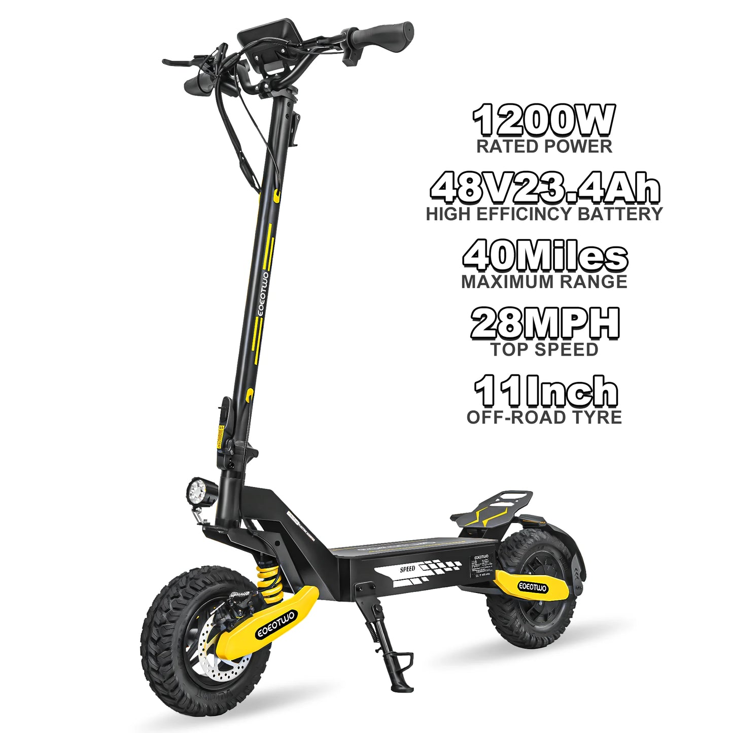 EOEOTWO GT06 Electric Scooter Adults 1200W Motor 48V13/23AH Lithium Battery 28MPH E Scooters Dual Suspensions + 1 Year Warranty
