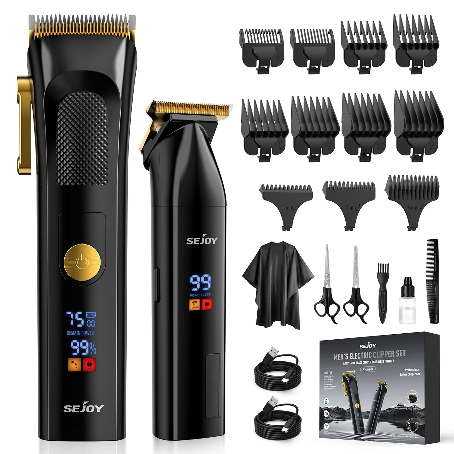 SEJOY Professional Hair Clippers for Men Cordless Clippers and Trimmers Grooming Set  Haircut Machine  for Family