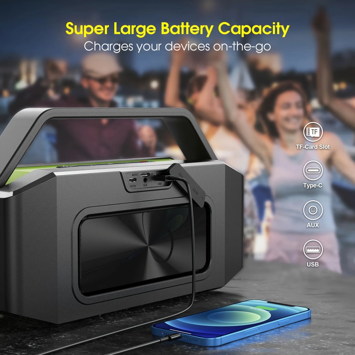 W-KING (100W Peak) 60W Portable Loud Bluetooth Speakers with Subwoofer, Outdoor Speaker Bluetooth Wireless Waterproof Speaker