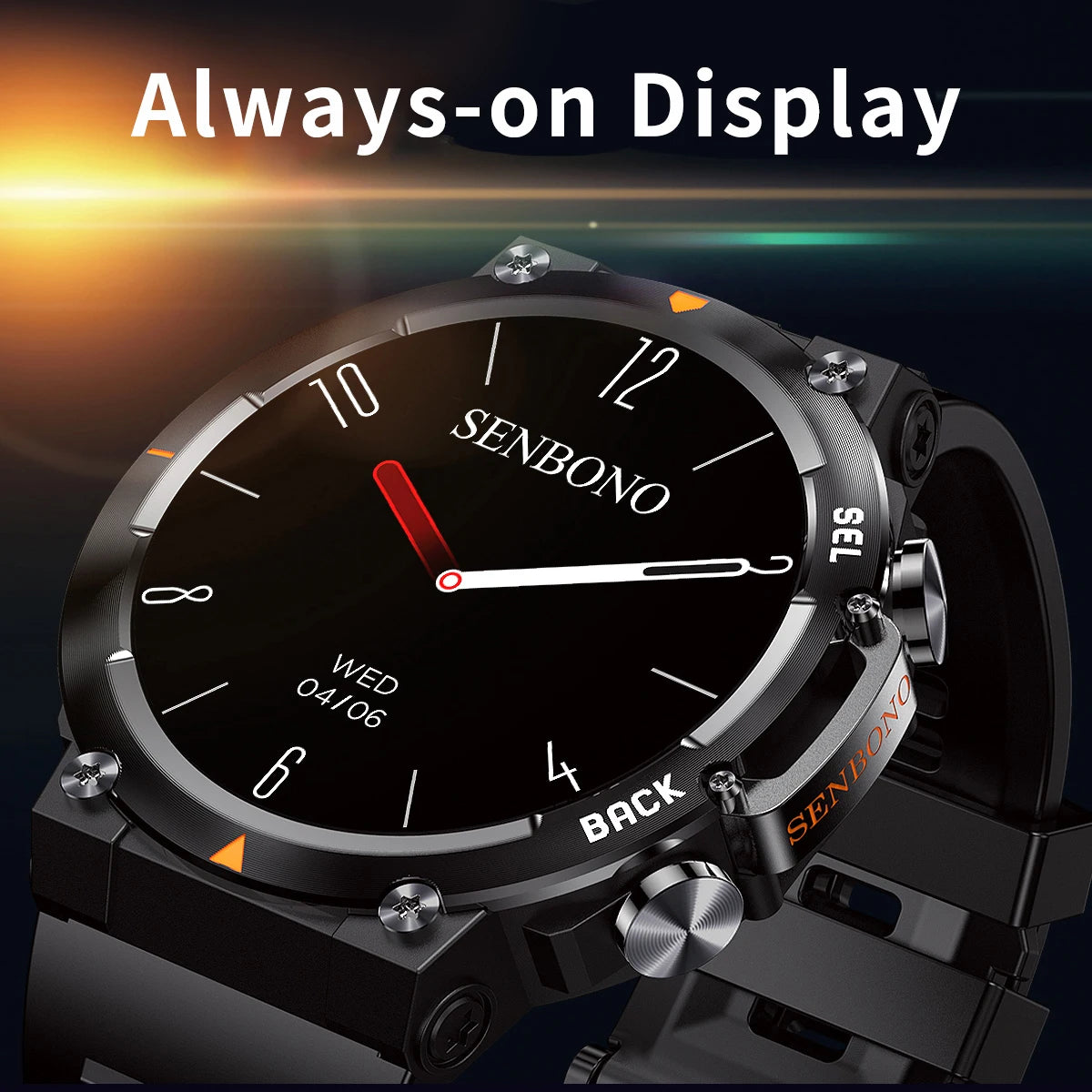 SENBONO MAX18 Smart Watch for Men AMOLED Screen AI GPT Bluetooth Call 410mAh Big Battery Fitness Tracker Men' Sport Smartwatch