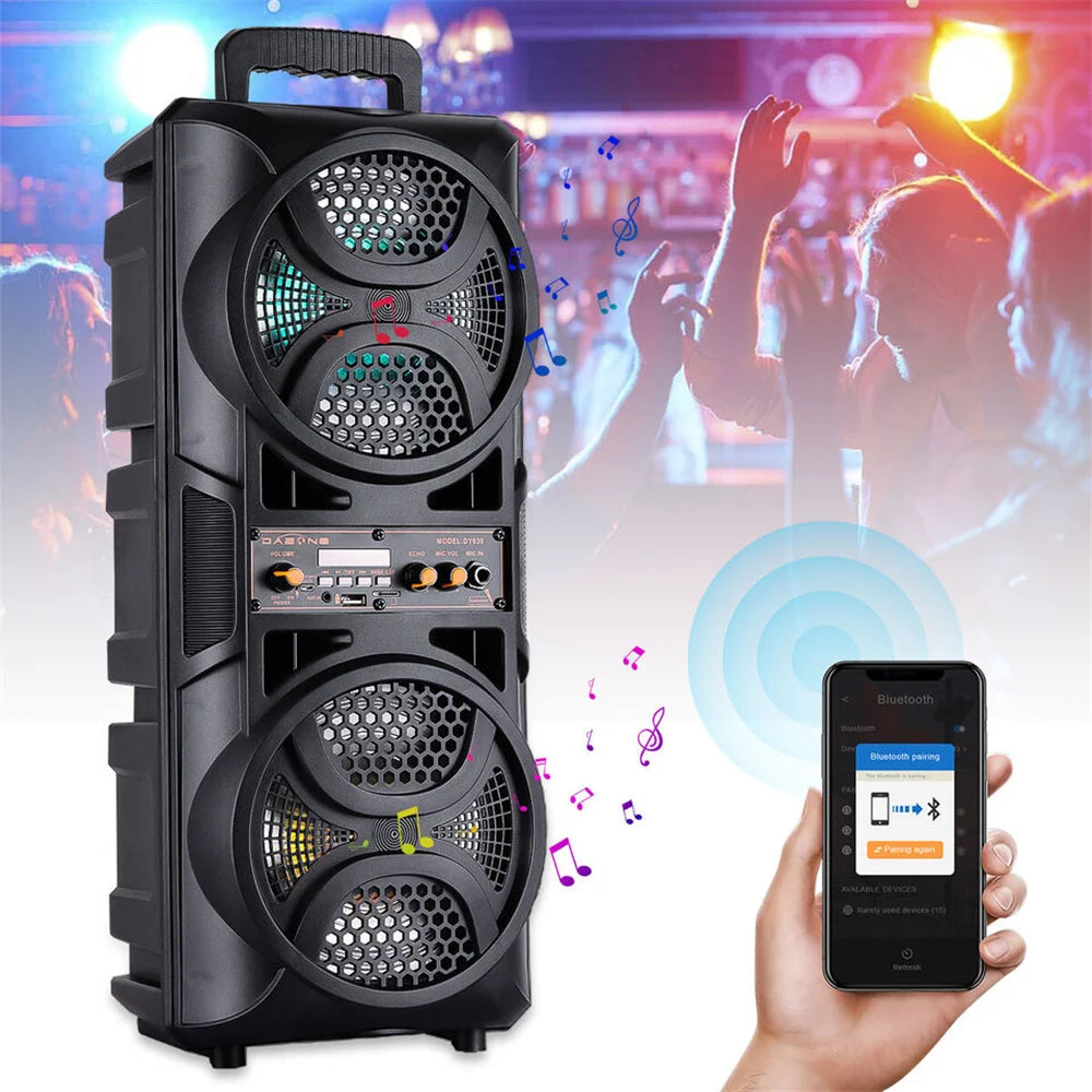 Portable 3000W Bluetooth Speaker Subwoofer Heavy Bass Sound System Party DJ karaoke Remote &MIC