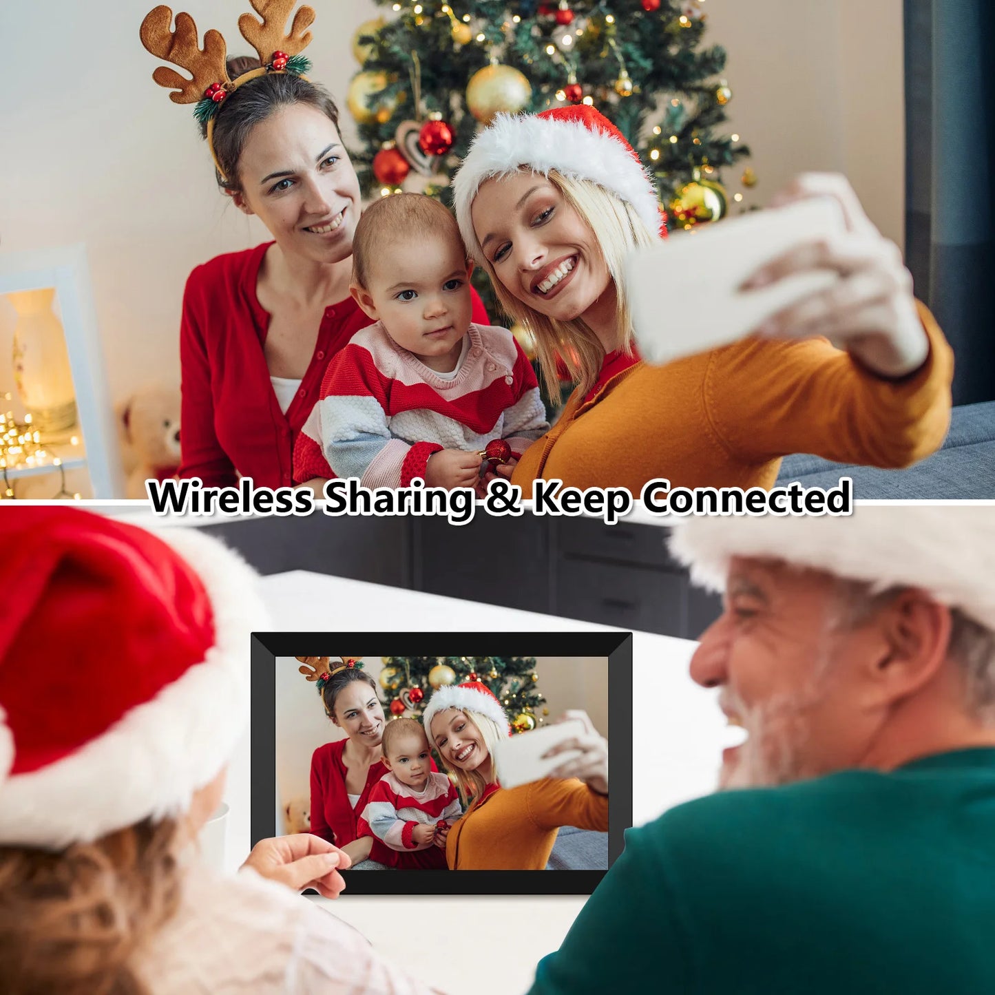 32GB 10.1 Inch Smart WiFi Digital Photo Frame 1280x800 IPS LCD Touch Screen,Best Christmas birthday gift for friends and family