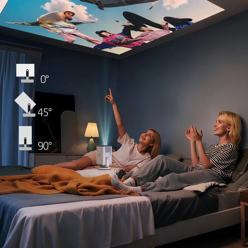 HP Projector MC400 HD 1280*720P Android 14 Allwinner H726 Dual Wifi6 BT5.4 Home Cinema Projetor Outdoor Portable Projectors