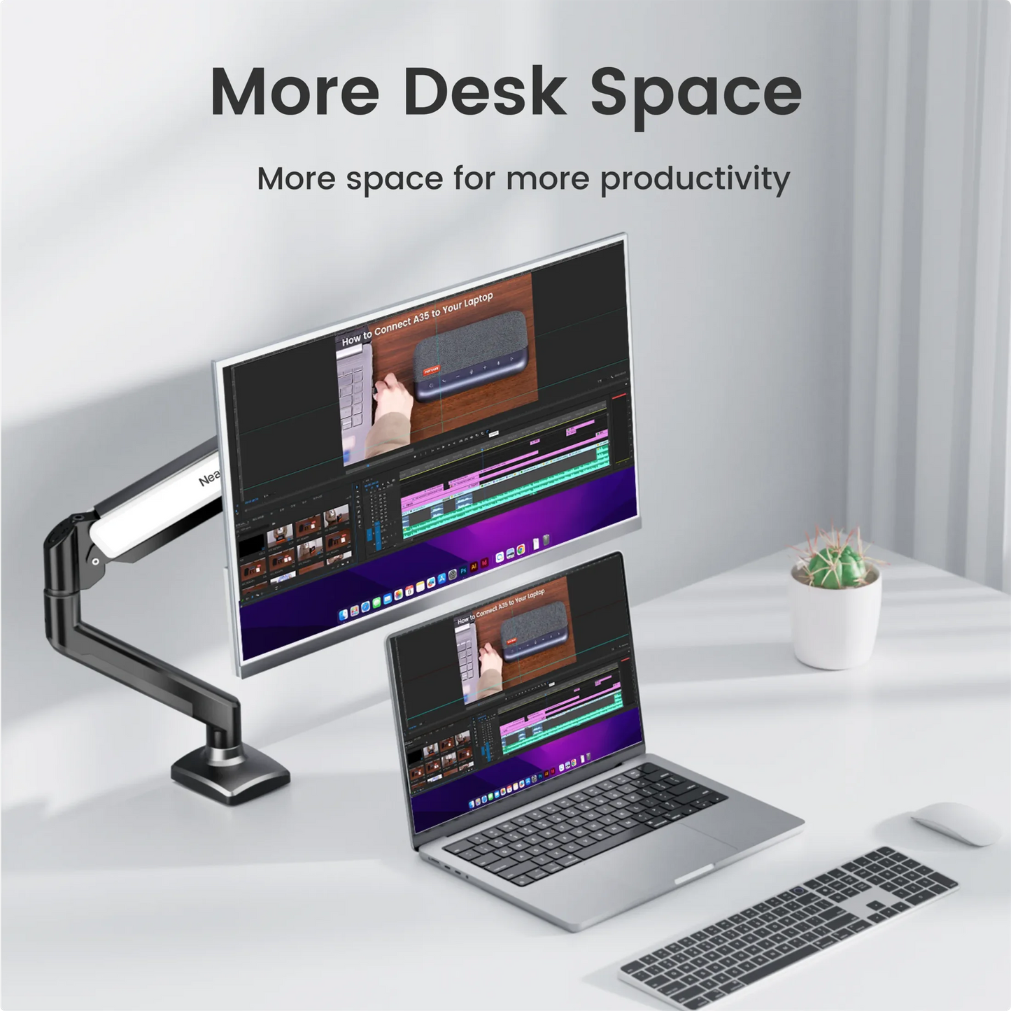 Nearhub MS-001 Monitor Arm Single Arm,Flexible Adjustment 180° Swivel, 360°Rotation Effortless Installation Monitor Arm