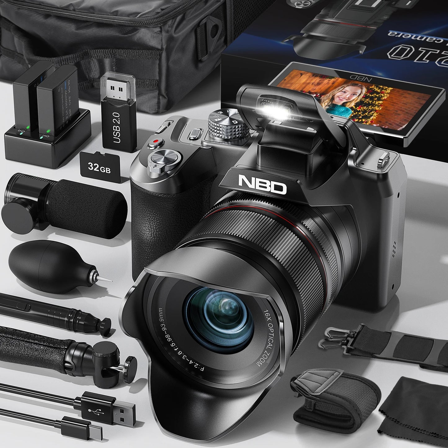 NBD 5K Digital Cameras For Photography, 16X Optical Zoom Camera With WiFi & App Control,64MP Vlogging Camera With 3-inch Screen