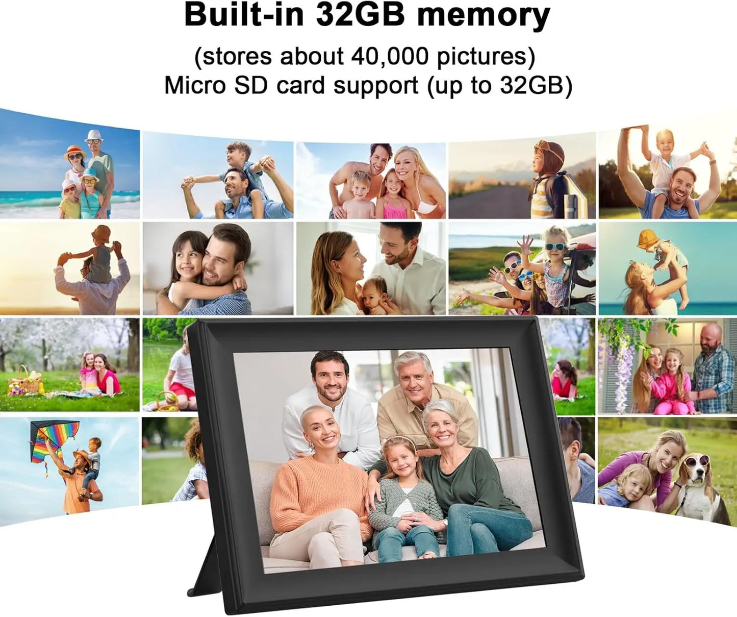 SSA WiFi Frame 32GB 10.1 inch Digital Picture Frame WiFi with IPS Touch Screen Auto-Rotate
