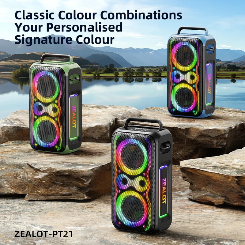 ZEALOT-PT21 200W Portable Bluetooth Speaker, Wireless Speaker IPX5 Waterproof Bluetooth Speakers with Subwoofer，Bass Boost