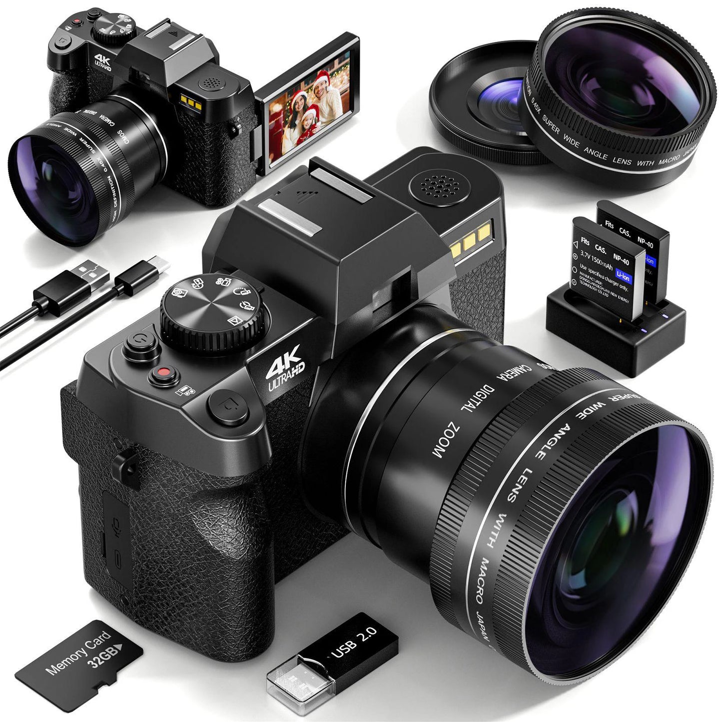 NBD 48MP Digital Cameras for Photography with WiFi & App Control,4K Autofocus Vlogging Camera , Anti-Shake,  Dual Batteries