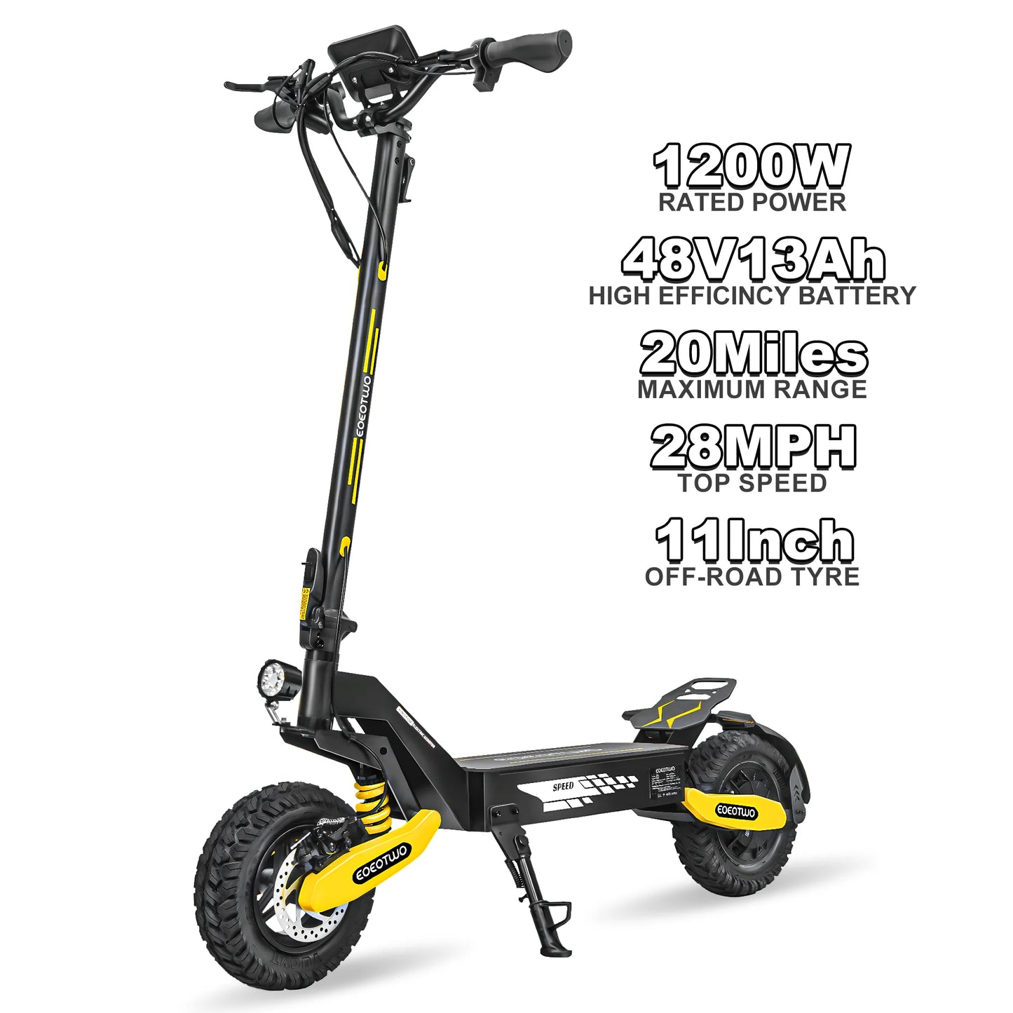 EOEOTWO GT06 Electric Scooter Adults 1200W Motor 48V13/23AH Lithium Battery 28MPH E Scooters Dual Suspensions + 1 Year Warranty