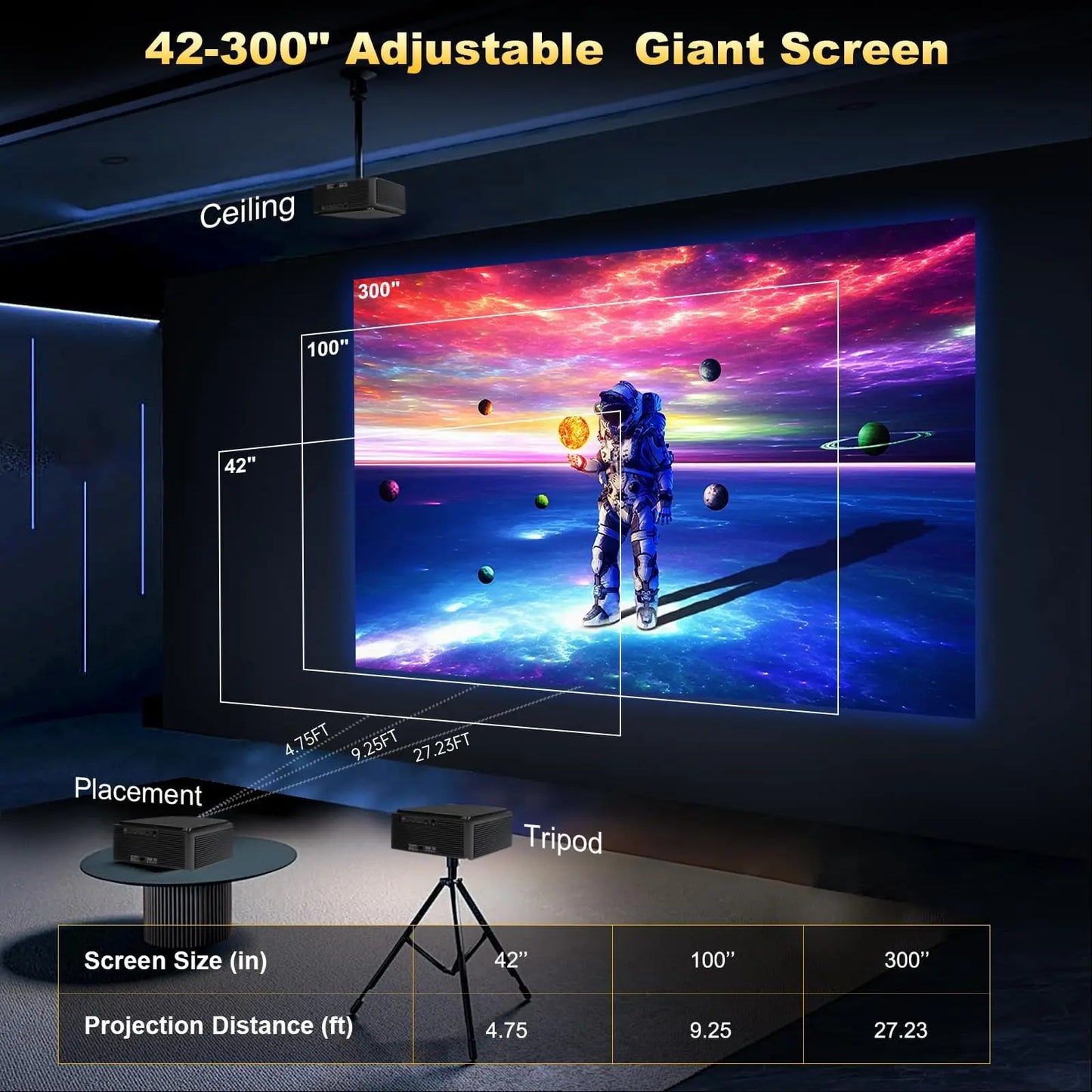 DESS 4K Auto Focus Smart Projector With Netflix TV