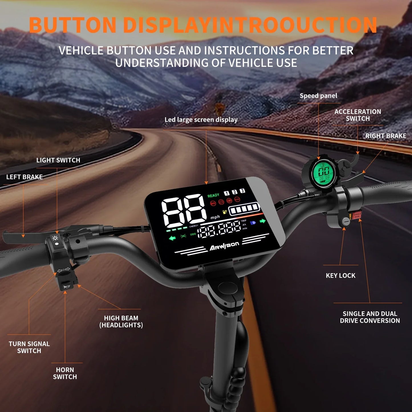 Arwibon Dual Motor Electric Scooter Folding With Seat