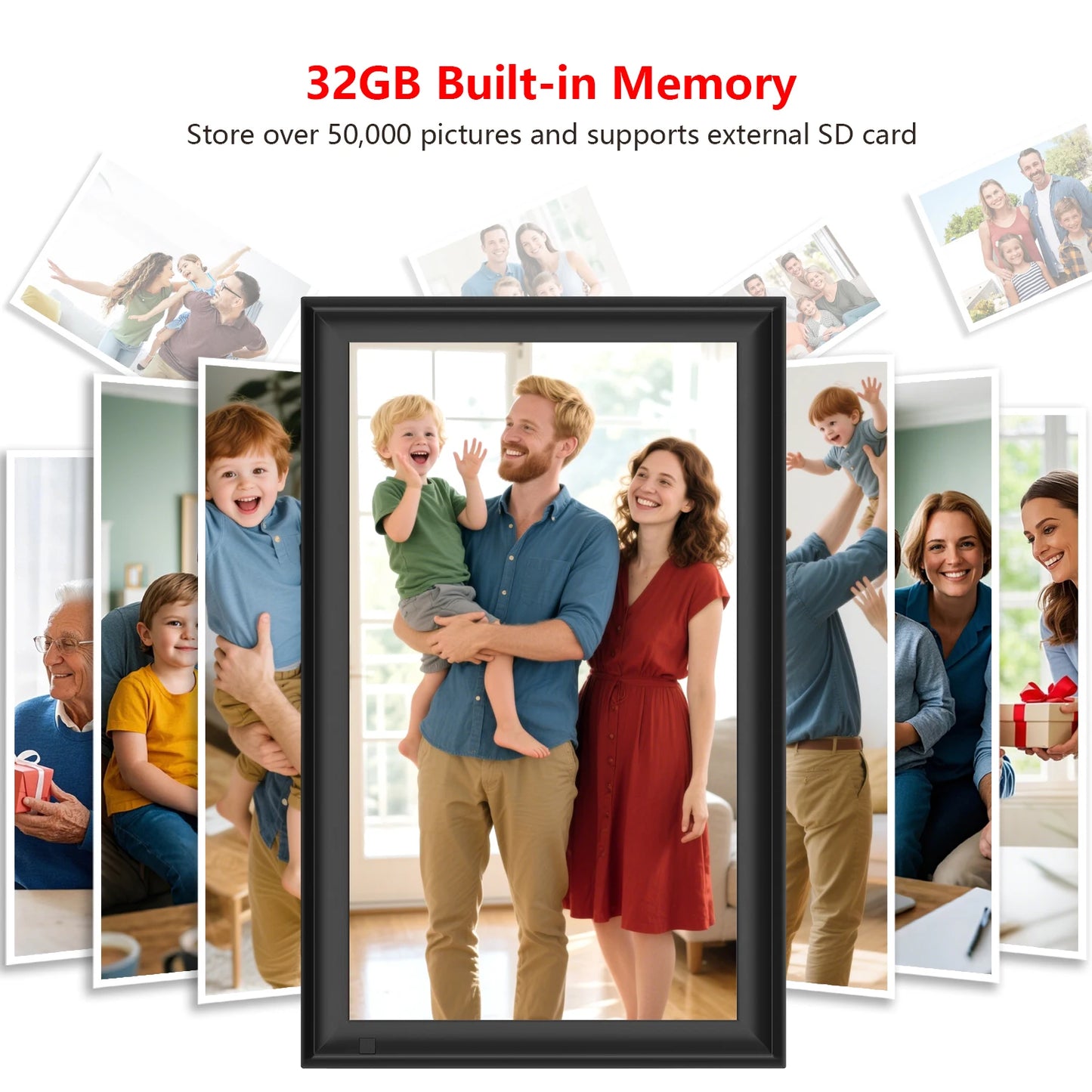 Frameo 15.6 Inch Large Digital Photo Frame, Digital Picture Frame WiFi, IPS HD Touch Screen, 32GB Storage